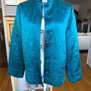 Teal Quilted Silk Women's Jacket